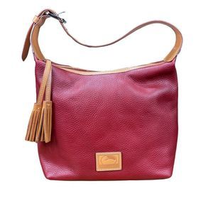 Dooney & Bourke Patterson Leather PAIGE Sac Hobo Shoulder Bag Tassel Wine Color